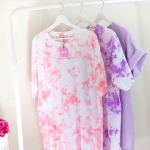 “Live to Inspire” Coral Tie Dye Oversized T-Shirt